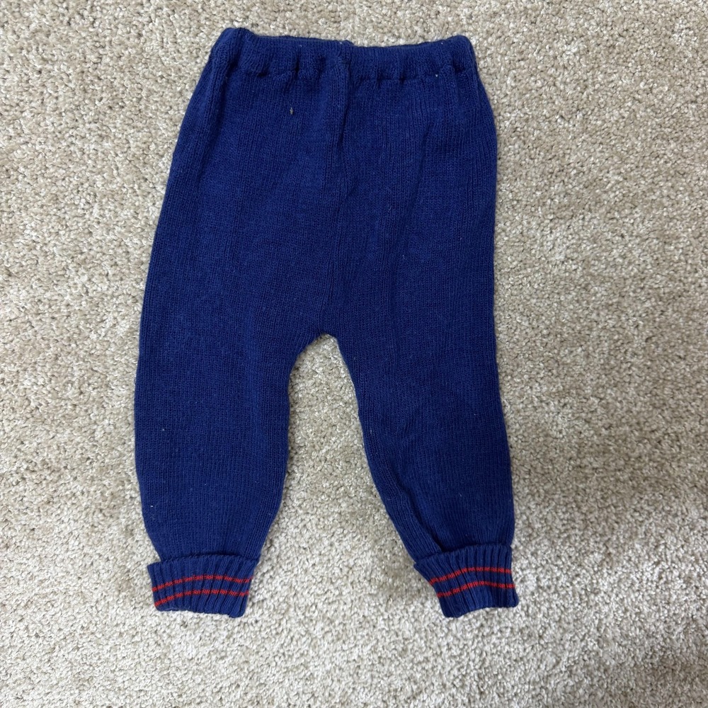 Vintage Knit Sweatpants Baby 18-24 Months Blue Pull On Elastic Waist Boys Pants